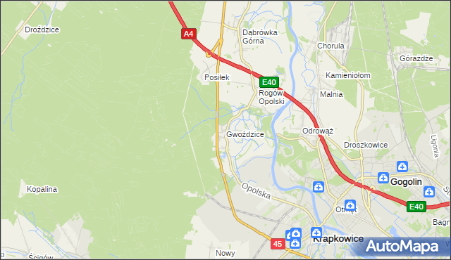 mapa Gwoździce, Gwoździce na mapie Targeo