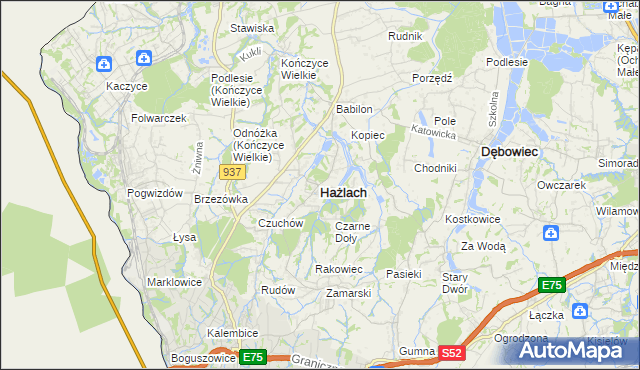 mapa Hażlach, Hażlach na mapie Targeo