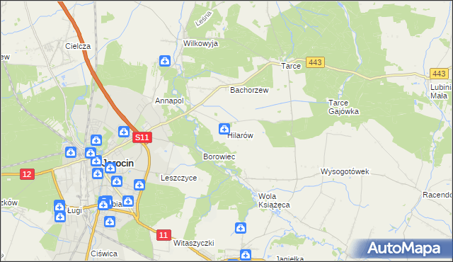 mapa Hilarów gmina Jarocin, Hilarów gmina Jarocin na mapie Targeo