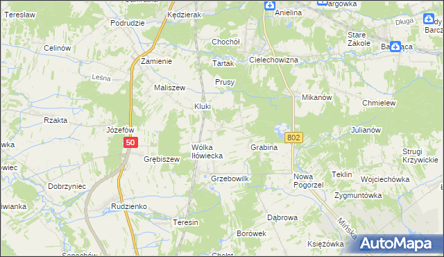mapa Iłówiec gmina Mińsk Mazowiecki, Iłówiec gmina Mińsk Mazowiecki na mapie Targeo