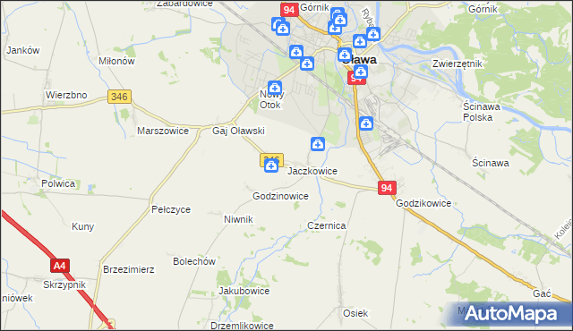 mapa Jaczkowice, Jaczkowice na mapie Targeo