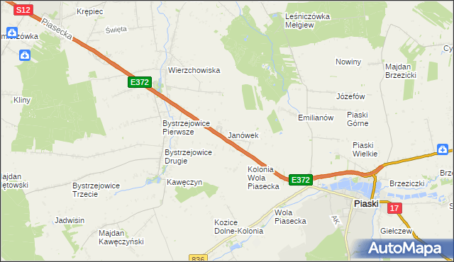 mapa Janówek gmina Piaski, Janówek gmina Piaski na mapie Targeo