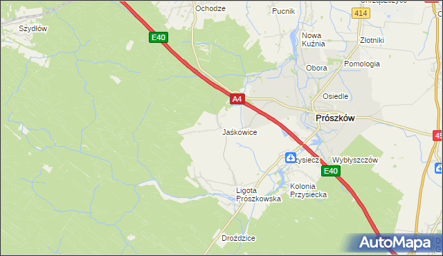mapa Jaśkowice gmina Prószków, Jaśkowice gmina Prószków na mapie Targeo