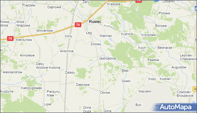 mapa Jastrzębice, Jastrzębice na mapie Targeo