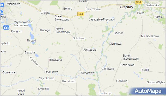 mapa Jastrzębie gmina Bartniczka, Jastrzębie gmina Bartniczka na mapie Targeo