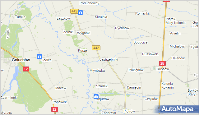 mapa Jastrzębniki gmina Blizanów, Jastrzębniki gmina Blizanów na mapie Targeo