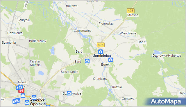 mapa Jemielnica, Jemielnica na mapie Targeo