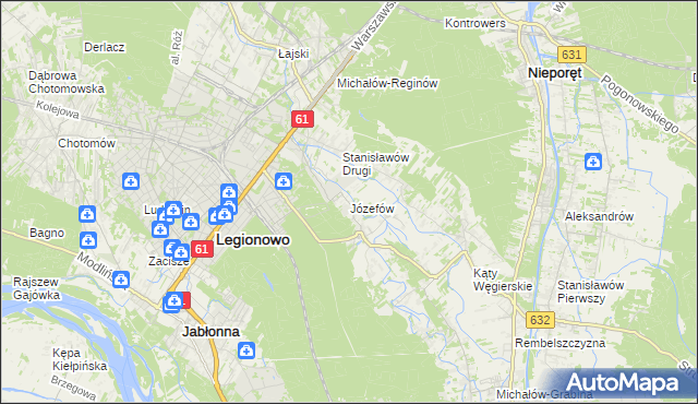 mapa Józefów gmina Nieporęt, Józefów gmina Nieporęt na mapie Targeo