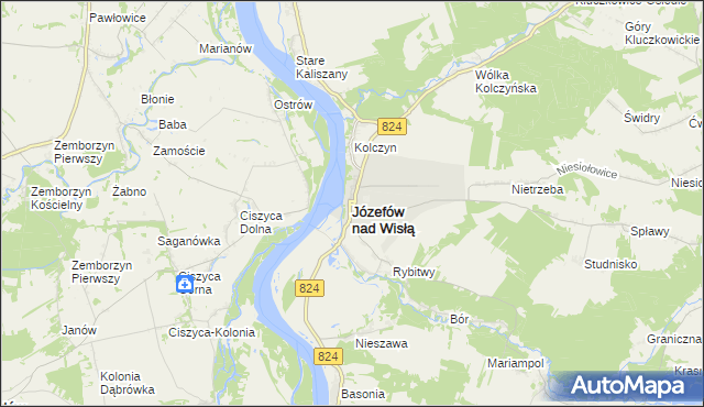 mapa Józefów nad Wisłą, Józefów nad Wisłą na mapie Targeo