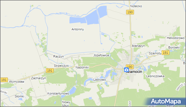 mapa Józefowice gmina Szamocin, Józefowice gmina Szamocin na mapie Targeo