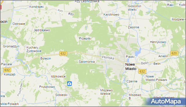 mapa Kadłubówka gmina Nowe Miasto, Kadłubówka gmina Nowe Miasto na mapie Targeo