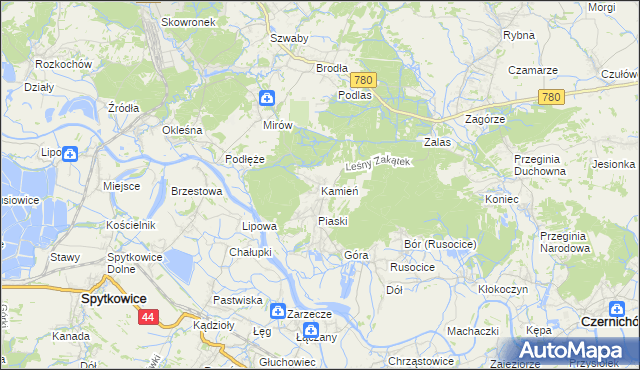 mapa Kamień gmina Czernichów, Kamień gmina Czernichów na mapie Targeo