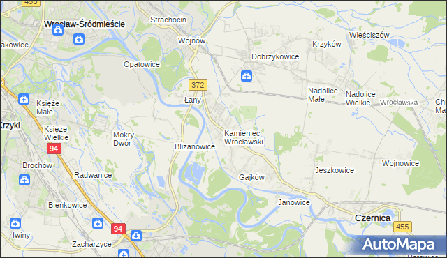 mapa Kamieniec Wrocławski, Kamieniec Wrocławski na mapie Targeo