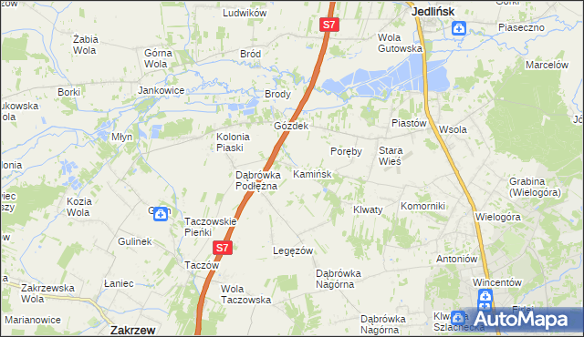 mapa Kamińsk gmina Jedlińsk, Kamińsk gmina Jedlińsk na mapie Targeo