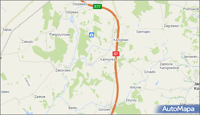 mapa Kamionka gmina Nidzica, Kamionka gmina Nidzica na mapie Targeo