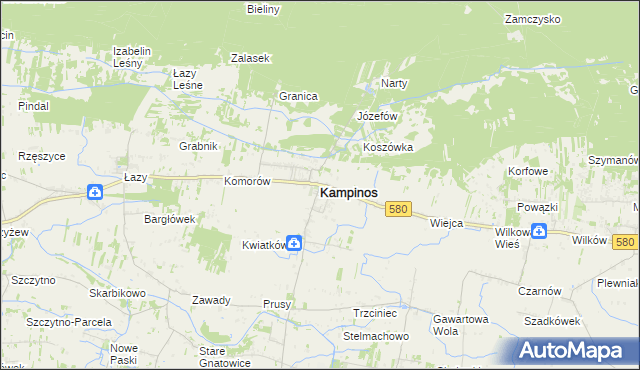 mapa Kampinos, Kampinos na mapie Targeo