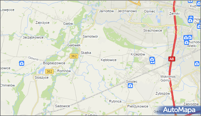 mapa Kębłowice gmina Kąty Wrocławskie, Kębłowice gmina Kąty Wrocławskie na mapie Targeo