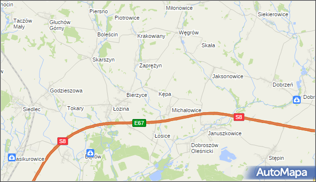 mapa Kępa gmina Długołęka, Kępa gmina Długołęka na mapie Targeo