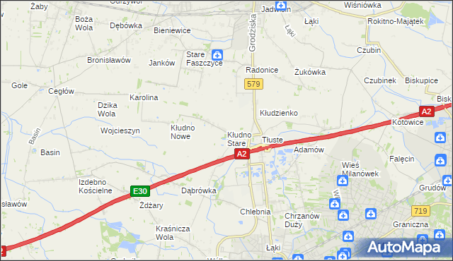 mapa Kłudno Stare, Kłudno Stare na mapie Targeo