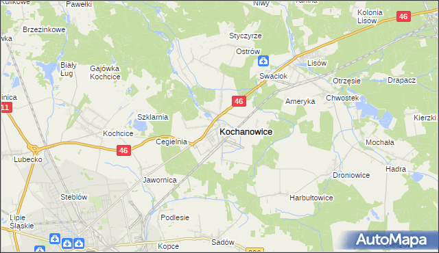 mapa Kochanowice, Kochanowice na mapie Targeo