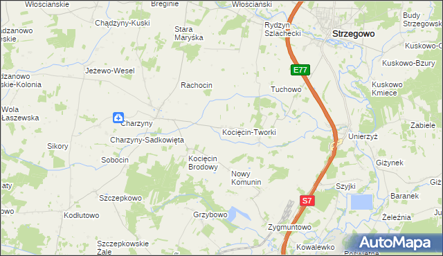 mapa Kocięcin-Tworki, Kocięcin-Tworki na mapie Targeo