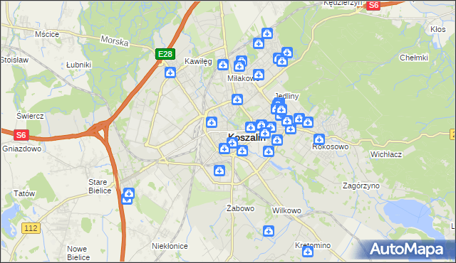 mapa Koszalina, Koszalin na mapie Targeo