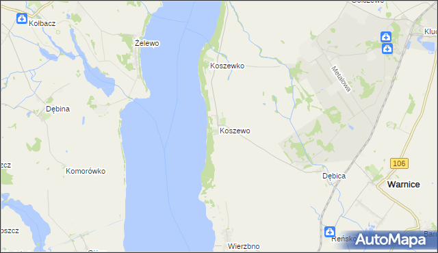 mapa Koszewo gmina Stargard, Koszewo gmina Stargard na mapie Targeo