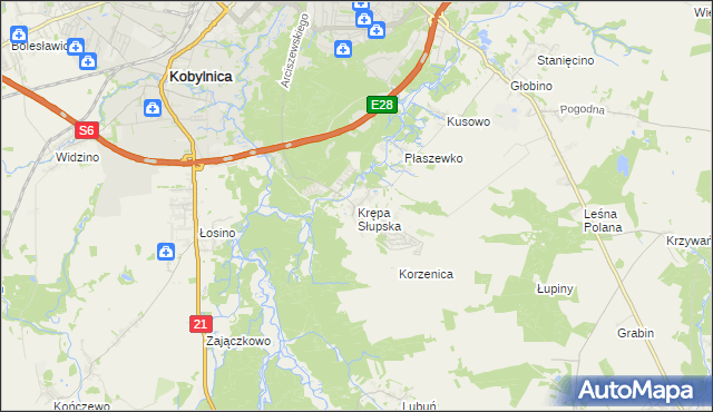 mapa Krępa Słupska, Krępa Słupska na mapie Targeo