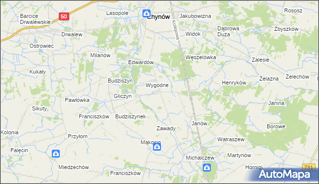 mapa Krężel gmina Chynów, Krężel gmina Chynów na mapie Targeo