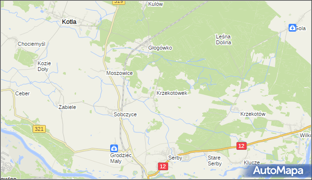 mapa Krzekotówek, Krzekotówek na mapie Targeo