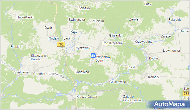 mapa Kwaśniów Dolny, Kwaśniów Dolny na mapie Targeo