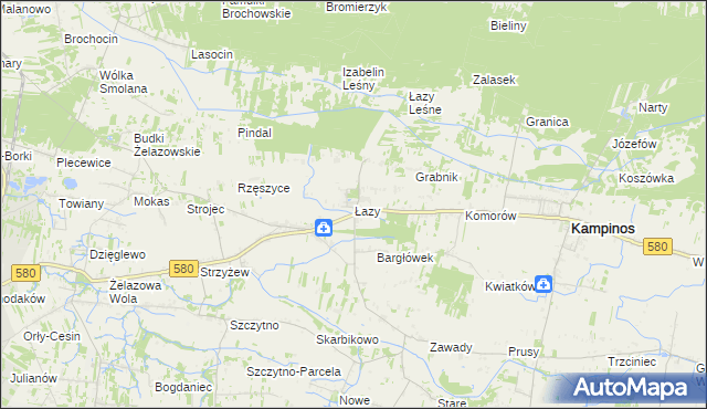 mapa Łazy gmina Kampinos, Łazy gmina Kampinos na mapie Targeo