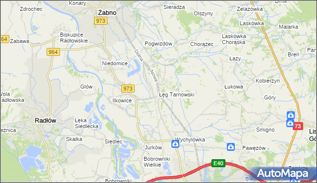 mapa Łęg Tarnowski, Łęg Tarnowski na mapie Targeo