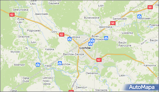 mapa Łochów powiat węgrowski, Łochów powiat węgrowski na mapie Targeo