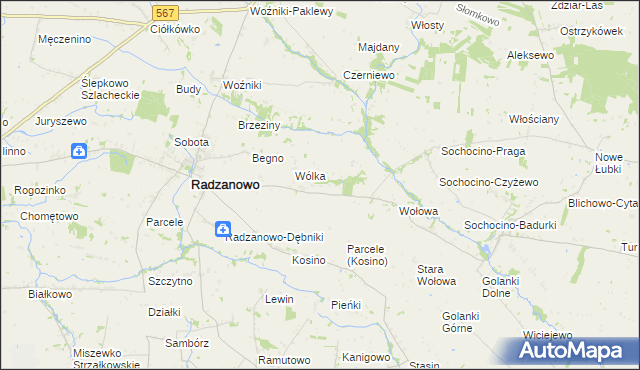 mapa Łoniewo gmina Radzanowo, Łoniewo gmina Radzanowo na mapie Targeo