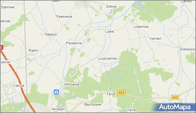 mapa Łuszczanów, Łuszczanów na mapie Targeo