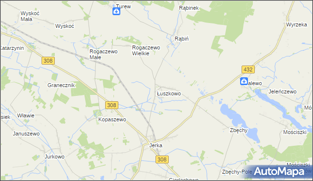 mapa Łuszkowo, Łuszkowo na mapie Targeo