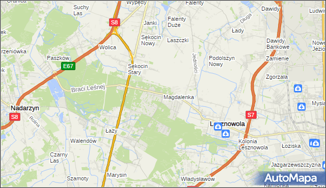 mapa Magdalenka gmina Lesznowola, Magdalenka gmina Lesznowola na mapie Targeo