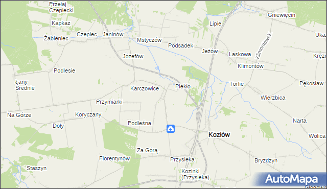 mapa Marcinowice gmina Kozłów, Marcinowice gmina Kozłów na mapie Targeo