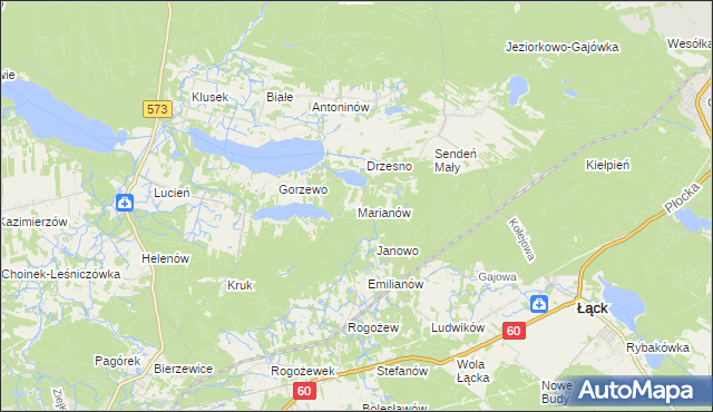 mapa Marianów gmina Gostynin, Marianów gmina Gostynin na mapie Targeo