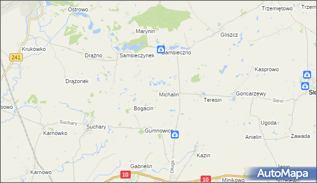 mapa Michalin gmina Nakło nad Notecią, Michalin gmina Nakło nad Notecią na mapie Targeo