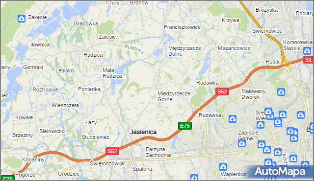 mapa Międzyrzecze Górne, Międzyrzecze Górne na mapie Targeo