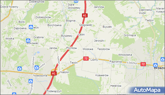 mapa Moskwa gmina Nowosolna, Moskwa gmina Nowosolna na mapie Targeo