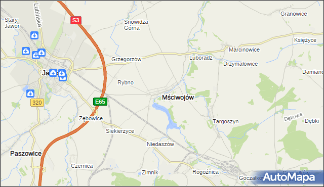 mapa Mściwojów, Mściwojów na mapie Targeo