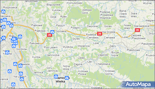 mapa Mszalnica, Mszalnica na mapie Targeo