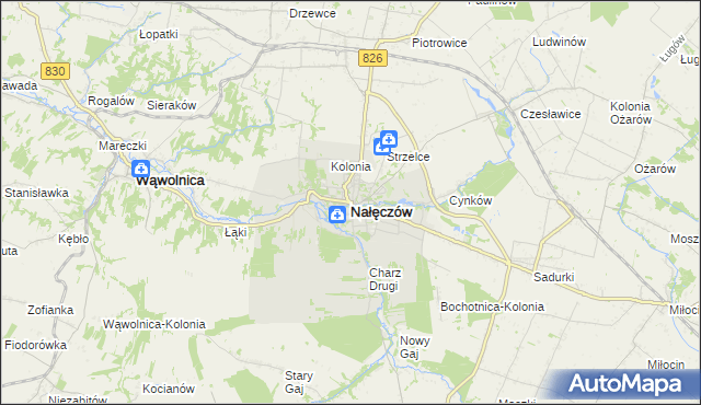 mapa Nałęczów powiat puławski, Nałęczów powiat puławski na mapie Targeo