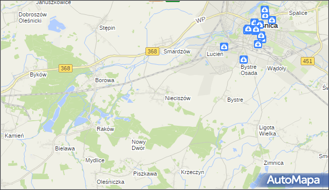 mapa Nieciszów, Nieciszów na mapie Targeo