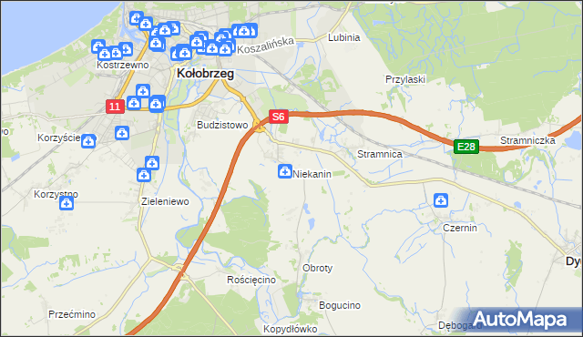 mapa Niekanin, Niekanin na mapie Targeo