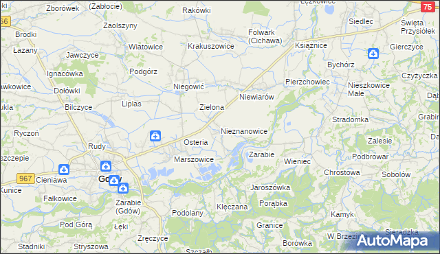 mapa Nieznanowice gmina Gdów, Nieznanowice gmina Gdów na mapie Targeo