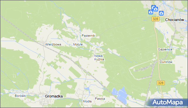 mapa Nowa Kuźnia gmina Gromadka, Nowa Kuźnia gmina Gromadka na mapie Targeo